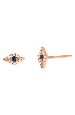 EF Collection Evil Eye Diamond & Sapphire Stud Earrings in Rose Gold