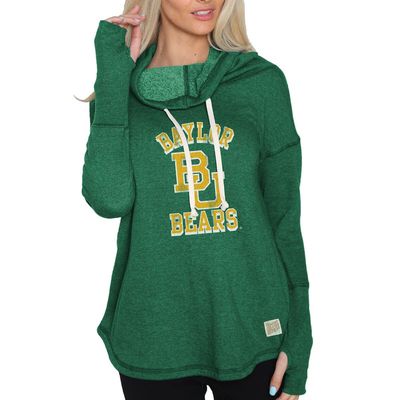 Women's Original Retro Brand Green Baylor Bears Funnel Neck Pullover Sweatshirt