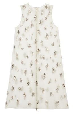 Givenchy Crystal Embellished Organza Shift Dress in Ivory