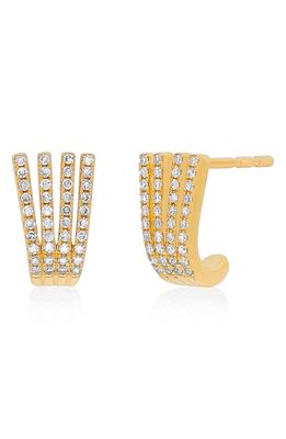 EF Collection Diamond Reverse Multi Huggie Hoop Earrings in Yellow Gold