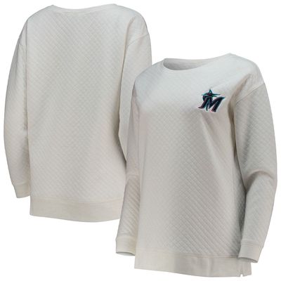 Women's Concepts Sport White/Cream Miami Marlins Quilted Pullover Sweatshirt