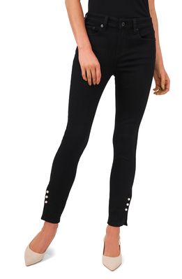 CeCe Faux Pearl Detail Skinny Jeans in Mod Black