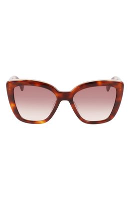 Longchamp Roseau 53mm Gradient Rectangle Sunglasses in Havana