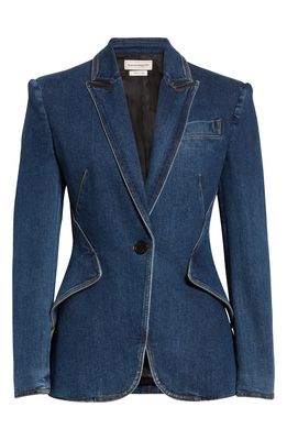 Alexander McQueen Women's Tailored Denim Jacket in Medium Wash