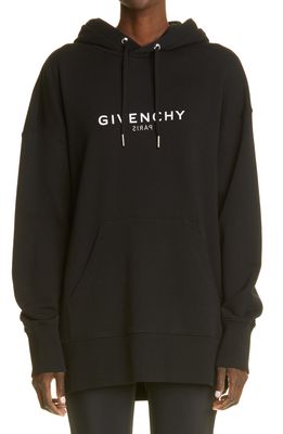 Givenchy Reverse Logo Oversize Cotton Hoodie in Black