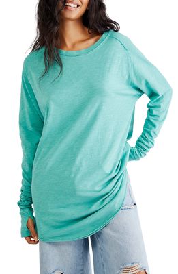 Free People Arden Extra Long Cotton Top in Blue Jade