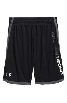 Under Armour Kids' UA Stunt 3.0 Performance Athletic Shorts in Black /Pitch Gray /White