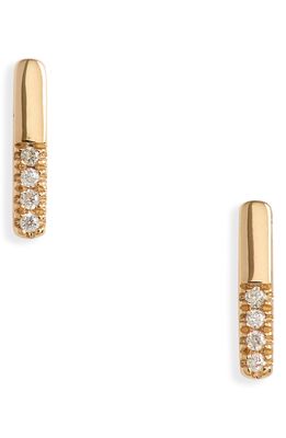 Dana Rebecca Designs Sylvie Pave Diamond Bar Stud Earrings in Yellow Gold