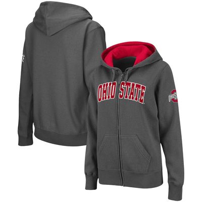 COLOSSEUM Women's Charcoal Ohio State Buckeyes Arched Name Full-Zip Hoodie
