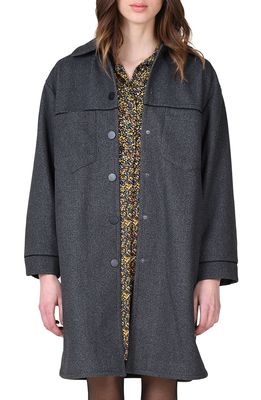 Molly Bracken Contrast Piping Coat in Dark Grey