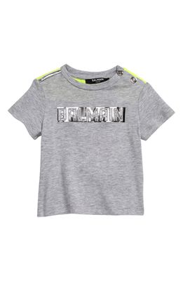 Balmain Debossed Logo Cotton T-Shirt in 906 Grey