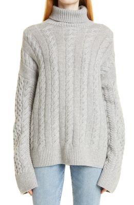 NAADAM Wool & Cashmere Cable Turtleneck Sweater in Cement