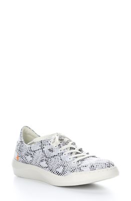Softinos by Fly London Bauk Sneaker in Off White Snake Print Leather