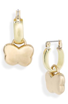 Laura Lombardi Maia Butterfly Charm Hoop Earrings in Raw Brass 14Kt Gold