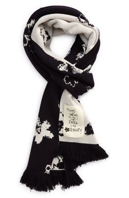 Ted Baker London Xeter Floral Wool Blend Knit Scarf in Dark Navy