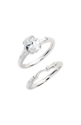 Lafonn Classic Oval Engagement Ring Set in Silver/Clear