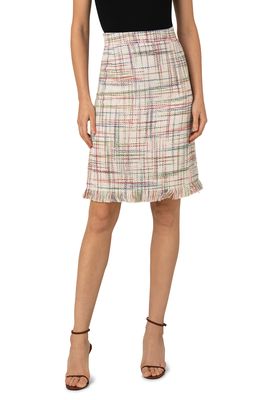Akris punto Plaid Tweed Pencil Skirt in 036-Cashew Multicolor