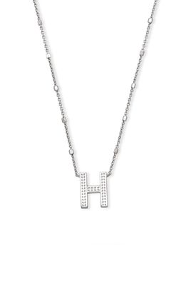 Kendra Scott Initial Pendant Necklace in Rhodium Metal-H