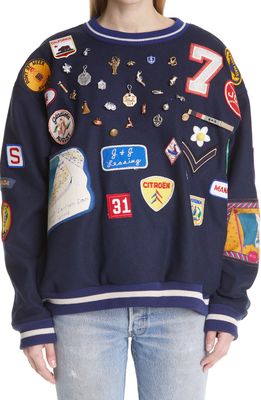 Bode One of a Kind Charm Sweatshirt in Navy