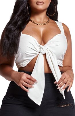 Fashion to Figure Priscilla Knot Front Crop Top in White