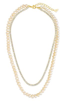 Sterling Forever Antoinette Imitation Pearl Layered Necklace in Gold