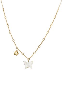 KOZAKH Tinley Mother-of-Pearl Butterfly Pendant Necklace in Gold