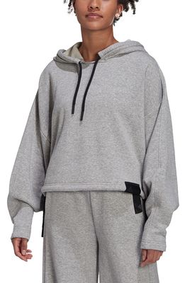 adidas Studio Lounge Fleece Crop Hoodie in Medium Grey Heather
