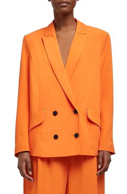 River Island Structured Double Breasted Blazer in Orange