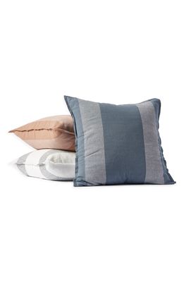 Coyuchi Sonoma Organic Cotton Pillow Cover in Aqua W/Undyed Stripe