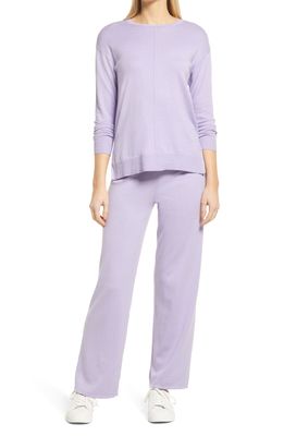 Anne Klein Cotton Blend Sweater & Pants Set in Light Lavender