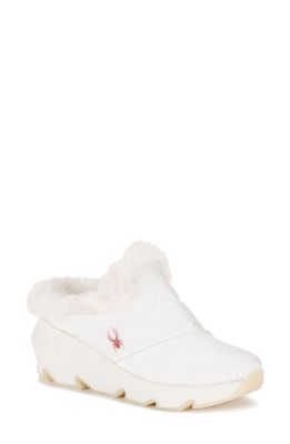 Spyder Conway Faux Fur Trim Wedge Mule in Lily White