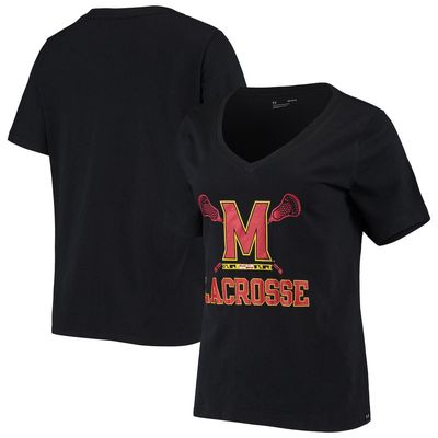 Women's Under Armour Black Maryland Terrapins Lacrosse V-Neck T-Shirt