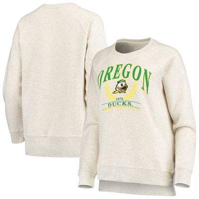 Women's League Collegiate Wear Oatmeal Oregon Ducks Academy Raglan Pullover Sweatshirt