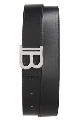 Balmain Logo Buckle Leather Belt in Black