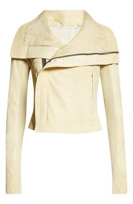 Rick Owens Classic Leather Biker Jacket in White