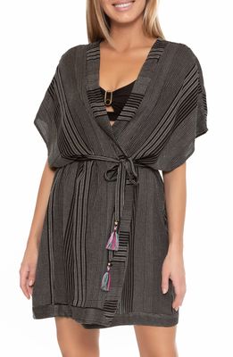Trina Turk Verona Belted Wrap Cover-Up in Black