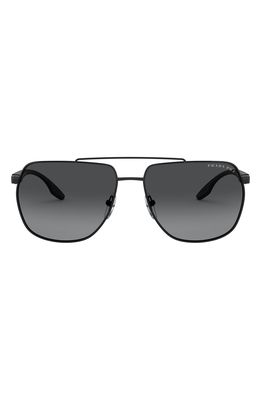 PRADA SPORT 62mm Polarized Oversize Aviator Sunglasses in Matte Black/Grey Gradient