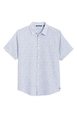 Cutter & Buck Windward Mineral Short Sleeve Button-Up Shirt in Indigo/White