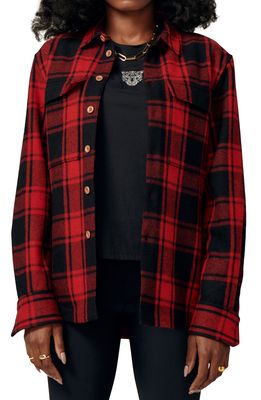 LITA by Ciara Rooted Plaid Flannel Shirt Jacket in Salsa Brushed Plaid