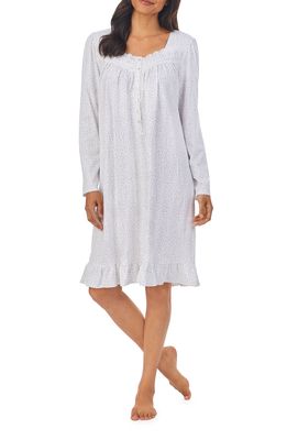 Eileen West Long Sleeve Jersey Nightgown in Whtdits