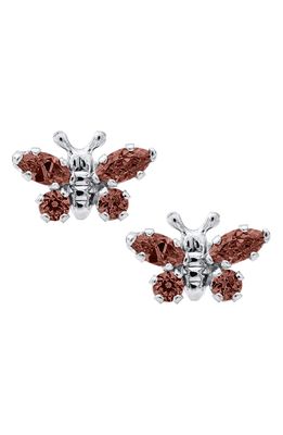 Mignonette Butterfly Birthstone Sterling Silver Earrings in January