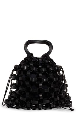 Bottega Veneta Leather Chain Link Basket Bag in Black-Black Gommato