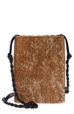 Jil Sander Small Tangle Genuine Shearling & Leather Shoulder Bag in Medium Beige