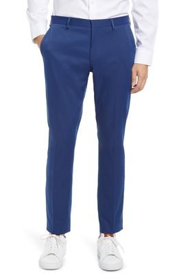 BOSS Genius Slim Fit Flat Front Twill Chinos in Medium Blue