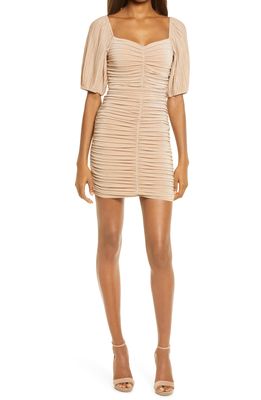 Lulus Ruche Hour Ruched Body-Con Minidress in Blush Pink/Silver