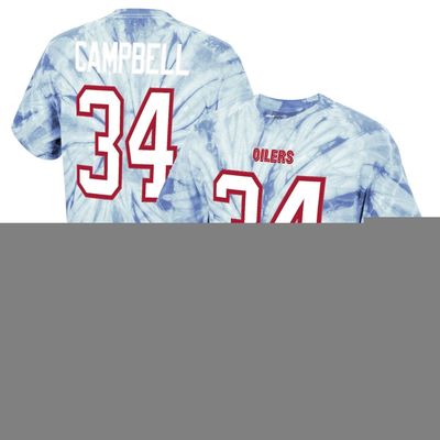 Men's Mitchell & Ness Earl Campbell Light Blue Houston Oilers Tie-Dye Retired Player Name & Number T-Shirt
