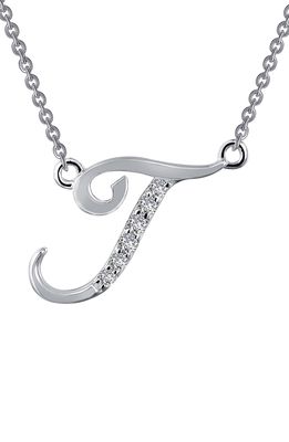 Lafonn Initial Pendant Necklace in T - Silver