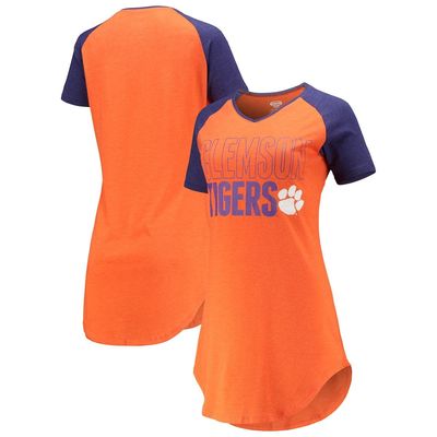 Women's Concepts Sport Orange/Purple Clemson Tigers Raglan V-Neck Nightshirt