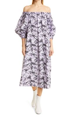 REMAIN Birger Christensen Una Organic Cotton Short Sleeve Dress in Pastel Lilac Comb.