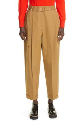 Partow Finn Pleat Front Cotton Twill Pants in Tobacco